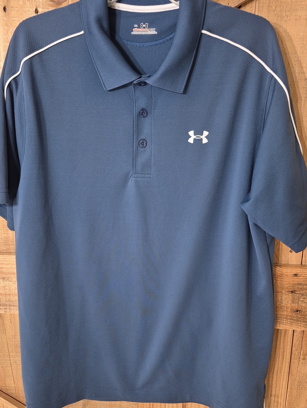Under Armour Men’s Slate Blue Polo with White Accents
